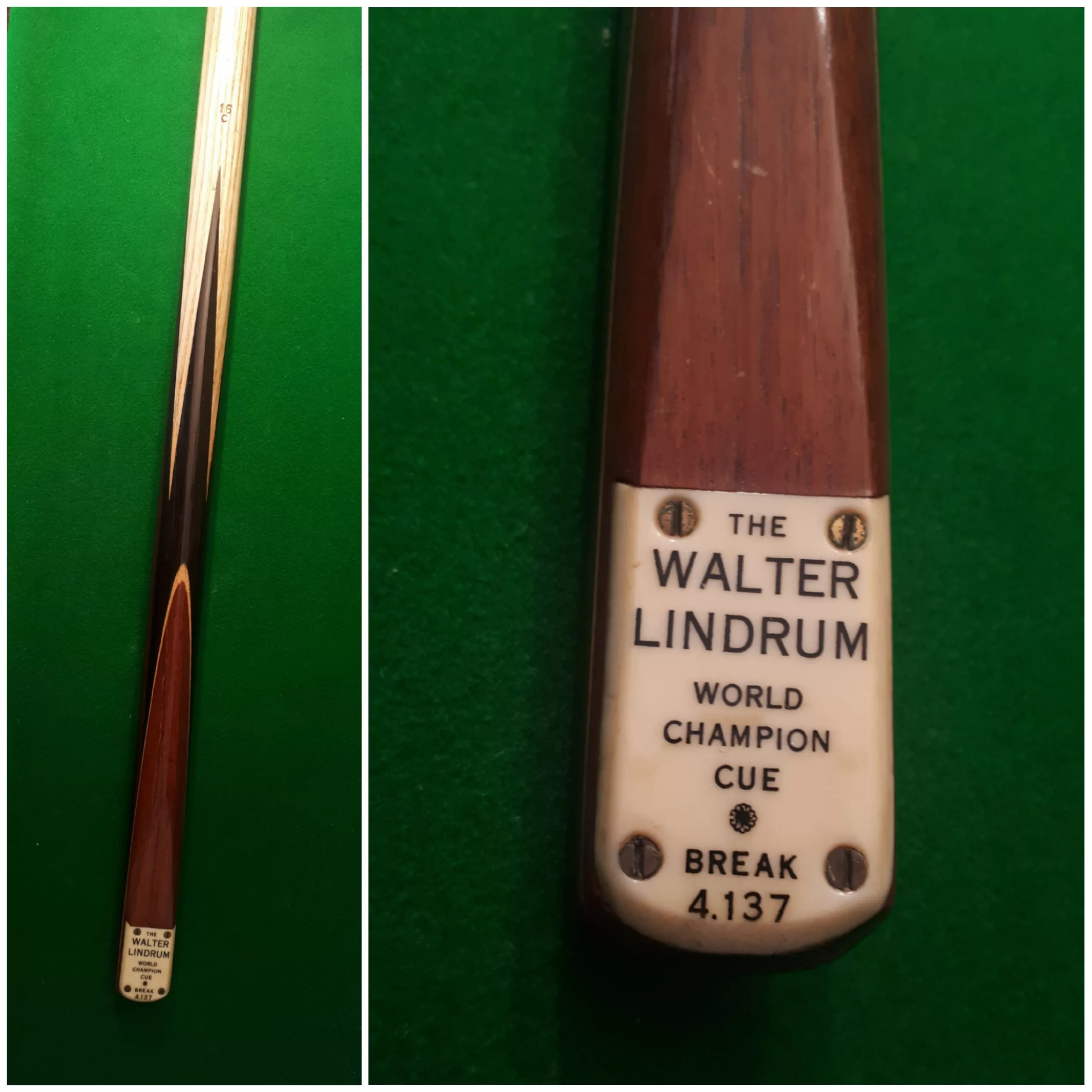 Walter Lindrum Worlds Record cue 1932