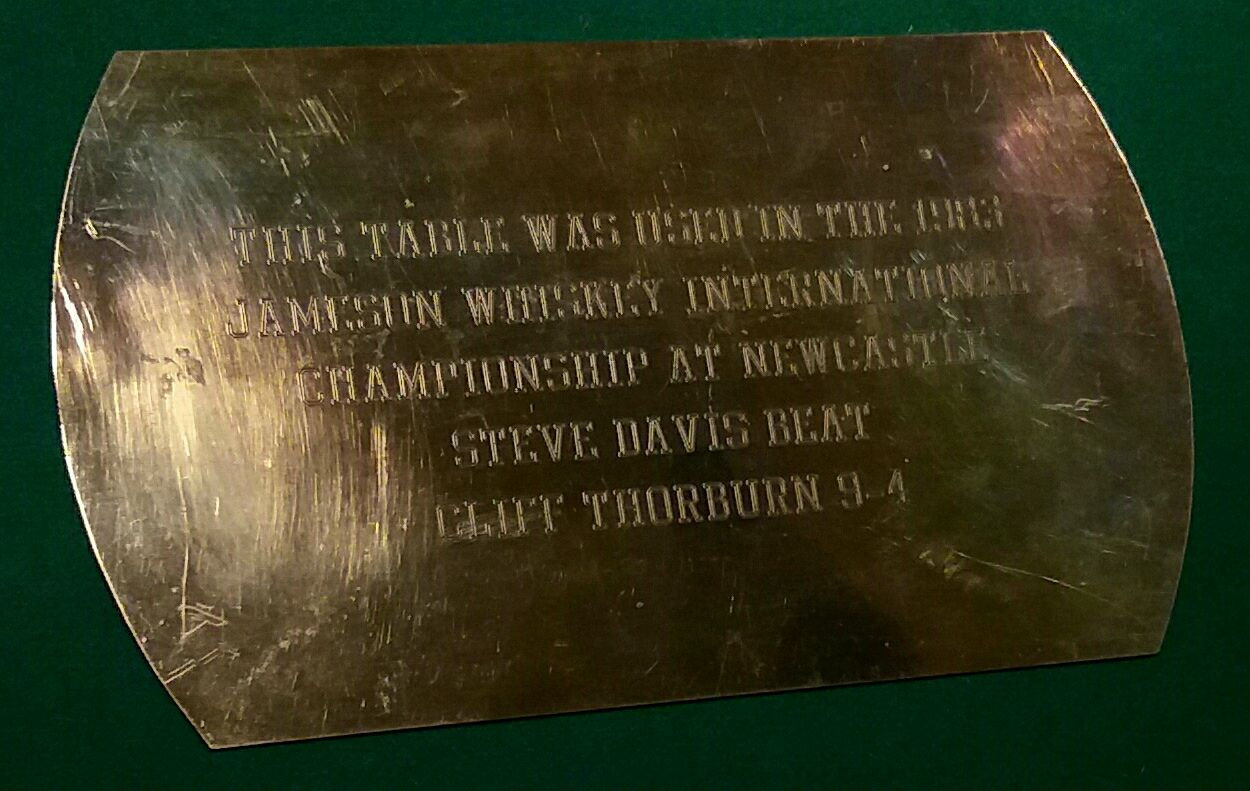 The Jameson International final 1983 table plate